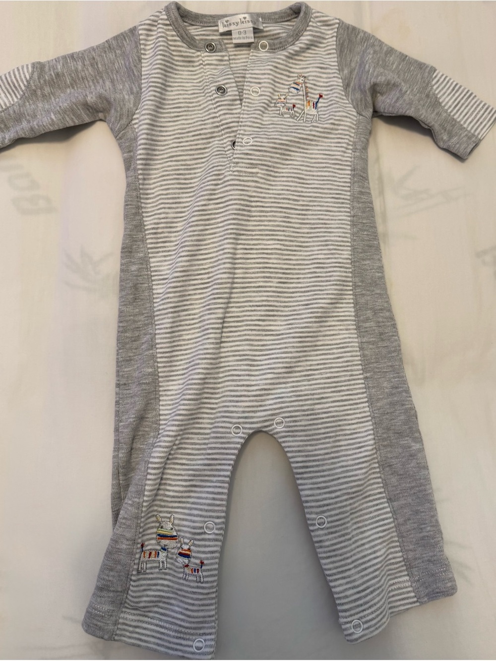Kissy Kissy Gray Stripe Baby One-Piece Romper